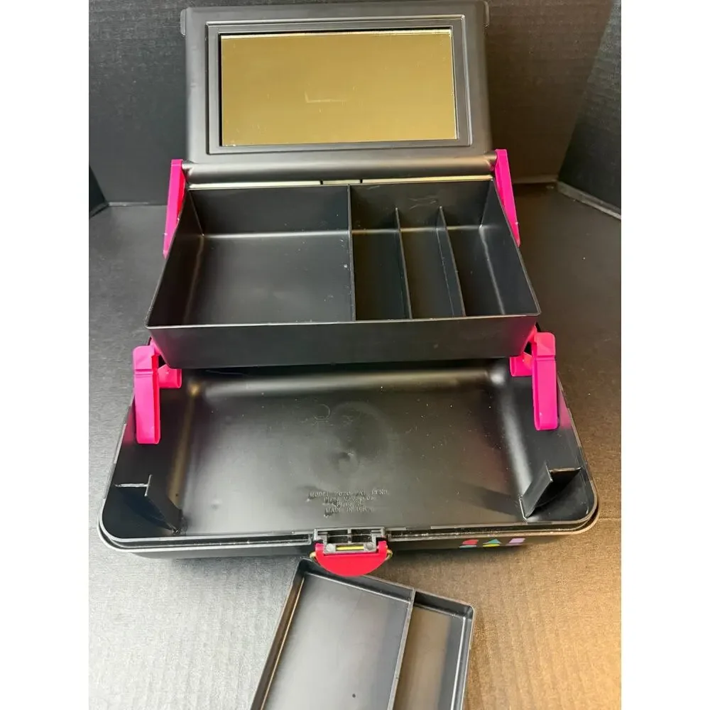 Vtg Caboodles Black White Pink 2620 Makeup Cosmetic Jewelry Case Mirror 90s USA